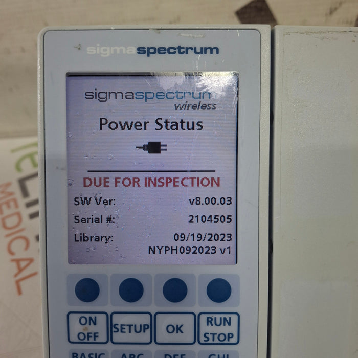 Baxter Sigma Spectrum 8.00.03 w/o Battery Infusion Pump