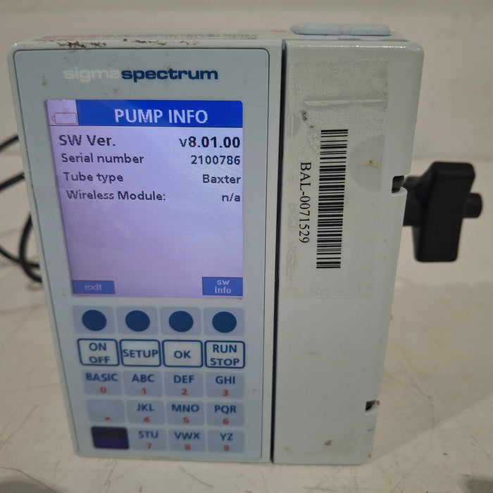 Baxter Sigma Spectrum 8.01.00 w/o Battery Infusion Pump