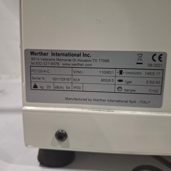 Werther International PC120/4-C 110V Ultra-Quiet Oilless Air Compressor