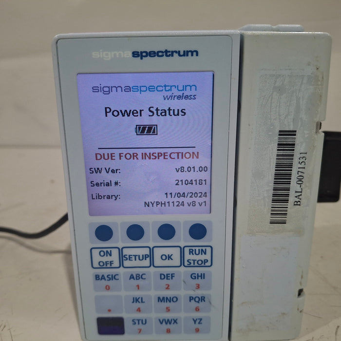 Baxter Sigma Spectrum 8.01.00 w/o Battery Infusion Pump