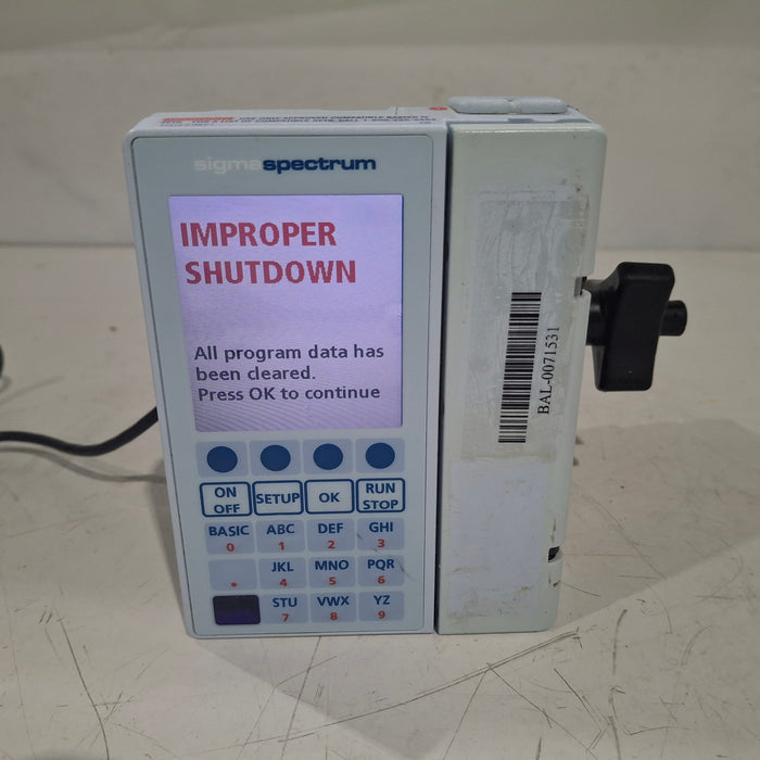Baxter Sigma Spectrum 8.01.00 w/o Battery Infusion Pump