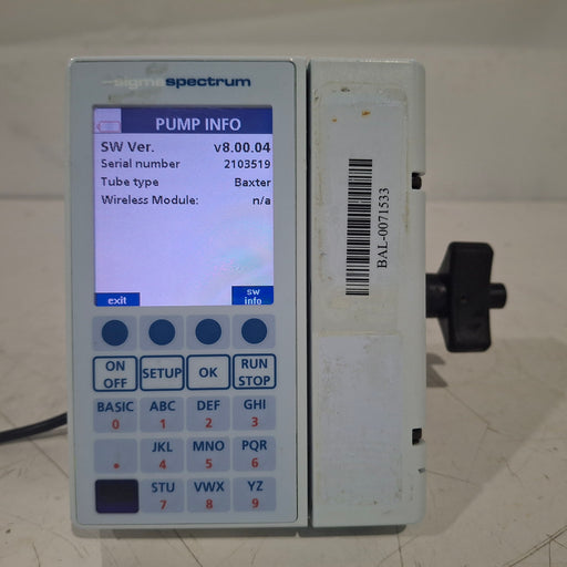 Baxter Baxter Sigma Spectrum 8.00.04 w/o Battery Infusion Pump Infusion Pump reLink Medical