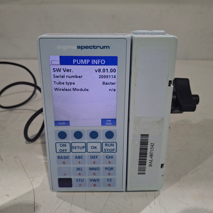 Baxter Sigma Spectrum 8.01.00 w/o Battery Infusion Pump