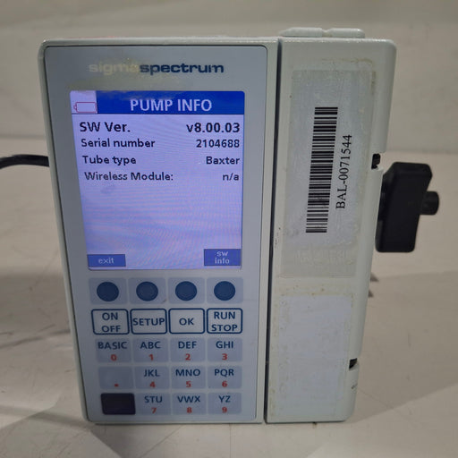 Baxter Baxter Sigma Spectrum 8.00.03 w/o Battery Infusion Pump Infusion Pump reLink Medical