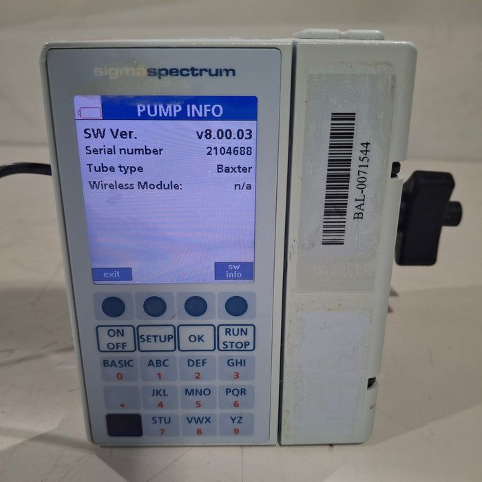 Baxter Baxter Sigma Spectrum 8.00.03 w/o Battery Infusion Pump Infusion Pump reLink Medical