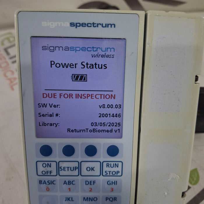 Baxter Sigma Spectrum 8.00.03 w/o Battery Infusion Pump