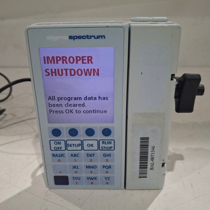 Baxter Sigma Spectrum 8.01.00 w/o Battery Infusion Pump