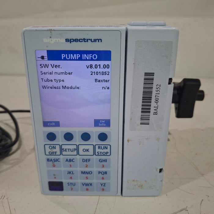 Baxter Sigma Spectrum 8.01.00 w/o Battery Infusion Pump