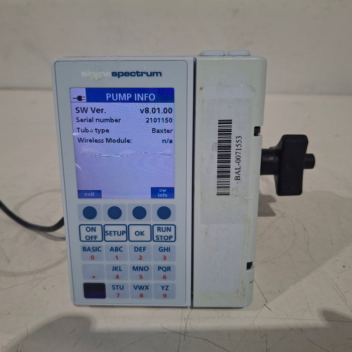 Baxter Sigma Spectrum 8.01.00 w/o Battery Infusion Pump