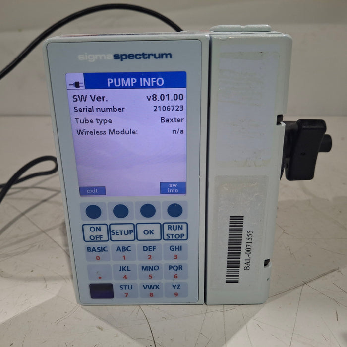 Baxter Sigma Spectrum 8.01.00 w/o Battery Infusion Pump