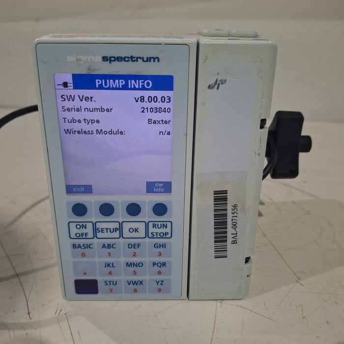 Baxter Baxter Sigma Spectrum 8.00.03 w/o Battery Infusion Pump Infusion Pump reLink Medical