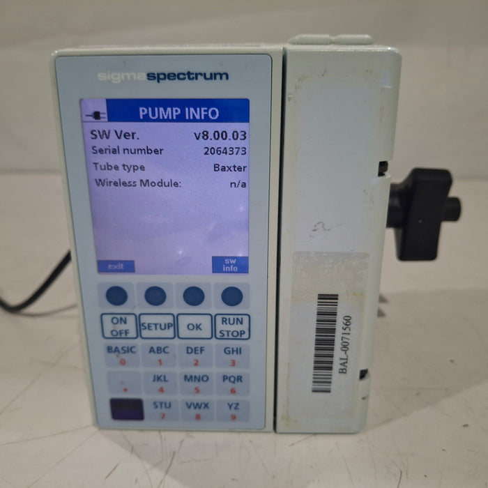 Baxter Baxter Sigma Spectrum 8.00.03 w/o Battery Infusion Pump Infusion Pump reLink Medical
