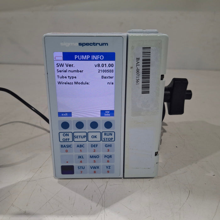 Baxter Sigma Spectrum 8.01.00 w/o Battery Infusion Pump