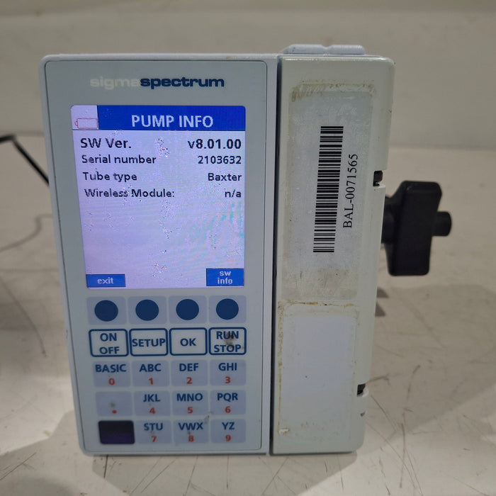 Baxter Sigma Spectrum 8.01.00 w/o Battery Infusion Pump