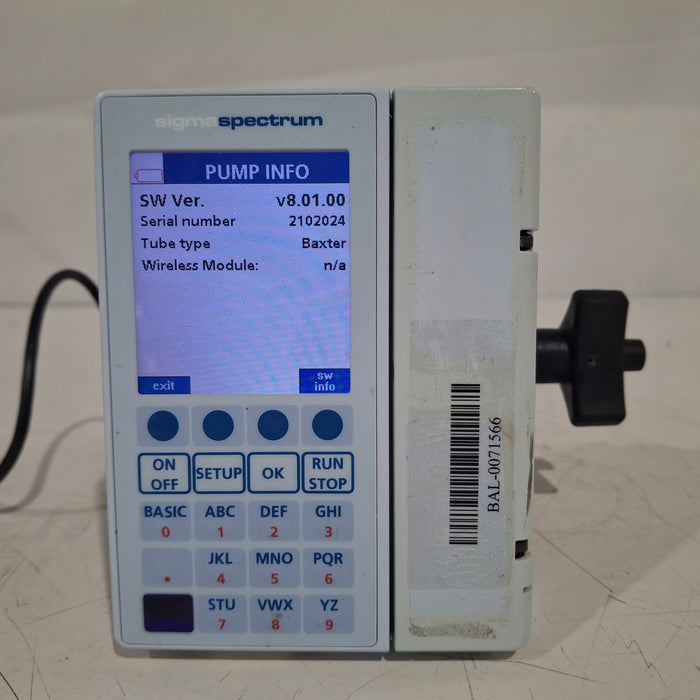 Baxter Sigma Spectrum 8.01.00 w/o Battery Infusion Pump