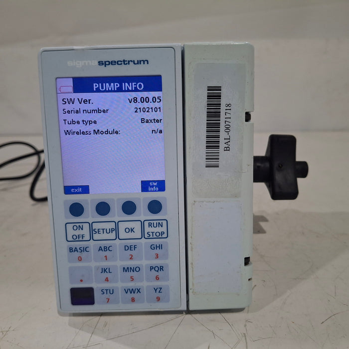 Baxter Sigma Spectrum 8.00.05 w/o Battery Infusion Pump