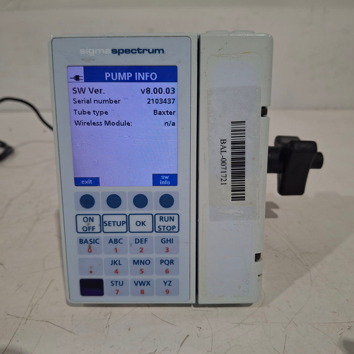 Baxter Baxter Sigma Spectrum 8.00.03 w/o Battery Infusion Pump Infusion Pump reLink Medical
