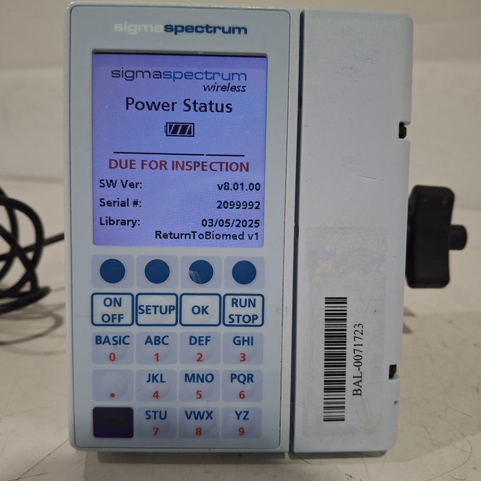 Baxter Sigma Spectrum 8.01.00 w/o Battery Infusion Pump