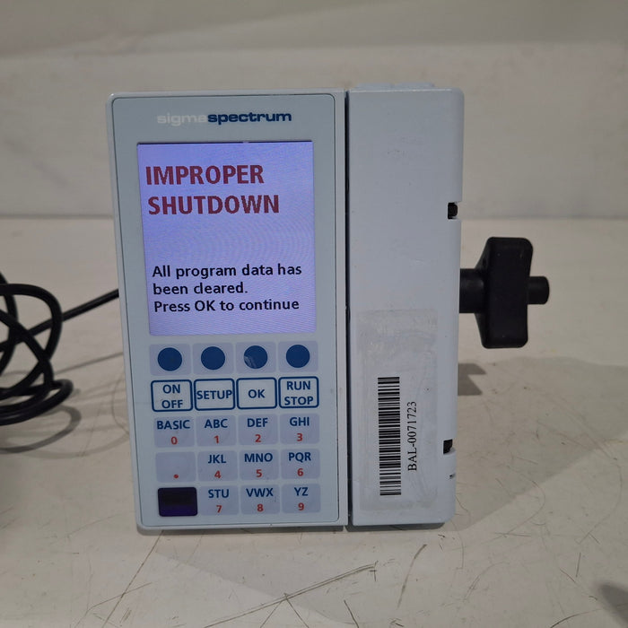 Baxter Sigma Spectrum 8.01.00 w/o Battery Infusion Pump