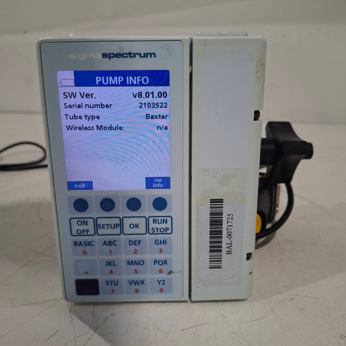 Baxter Sigma Spectrum 8.01.00 w/o Battery Infusion Pump