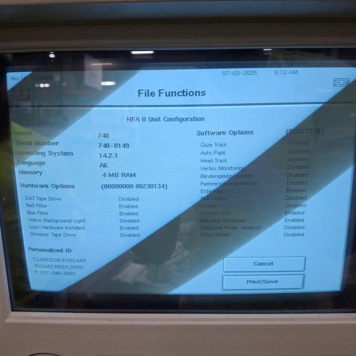 Carl Zeiss 740 Humphrey Field Analyzer