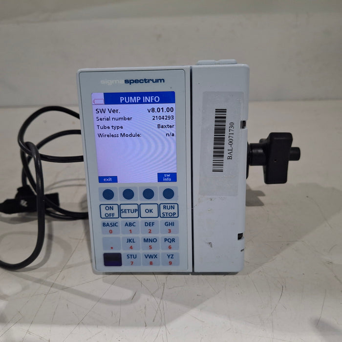 Baxter Sigma Spectrum 8.01.00 w/o Battery Infusion Pump
