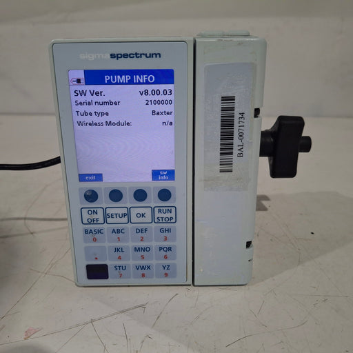Baxter Baxter Sigma Spectrum 8.00.03 w/o Battery Infusion Pump Infusion Pump reLink Medical