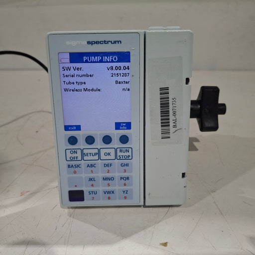 Baxter Baxter Sigma Spectrum 8.00.04 w/o Battery Infusion Pump Infusion Pump reLink Medical