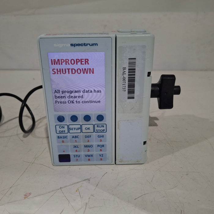 Baxter Sigma Spectrum 8.01.00 w/o Battery Infusion Pump