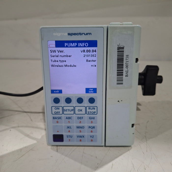 Baxter Baxter Sigma Spectrum 8.00.04 w/o Battery Infusion Pump Infusion Pump reLink Medical