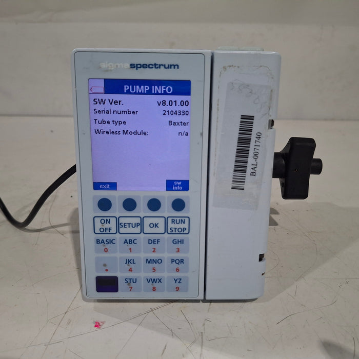 Baxter Sigma Spectrum 8.01.00 w/o Battery Infusion Pump