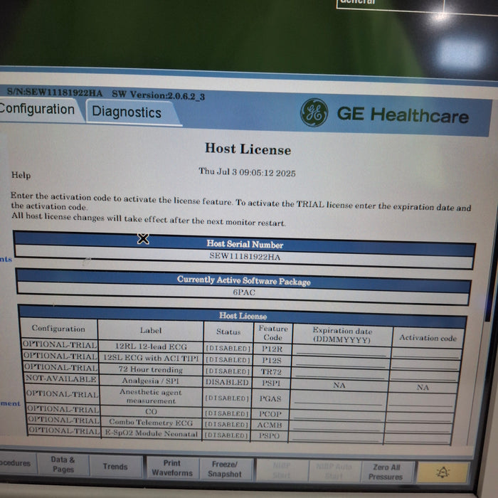 GE Healthcare Carescape B650 Post Anesthesia Care Patient Monitor
