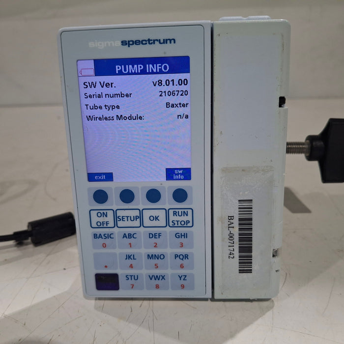 Baxter Sigma Spectrum 8.01.00 w/o Battery Infusion Pump