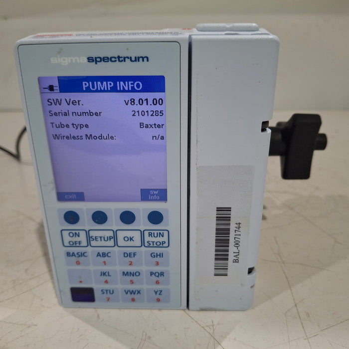 Baxter Sigma Spectrum 8.01.00 w/o Battery Infusion Pump