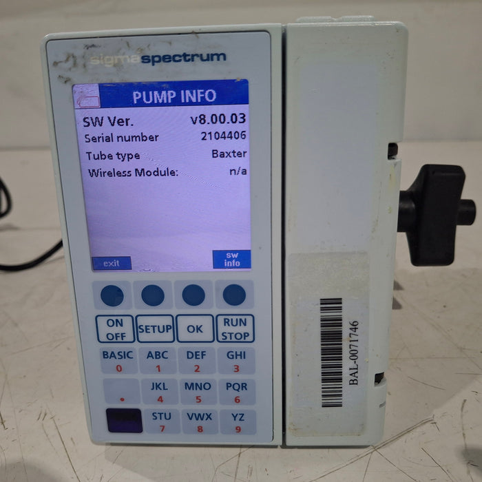 Baxter Baxter Sigma Spectrum 8.00.03 w/o Battery Infusion Pump Infusion Pump reLink Medical