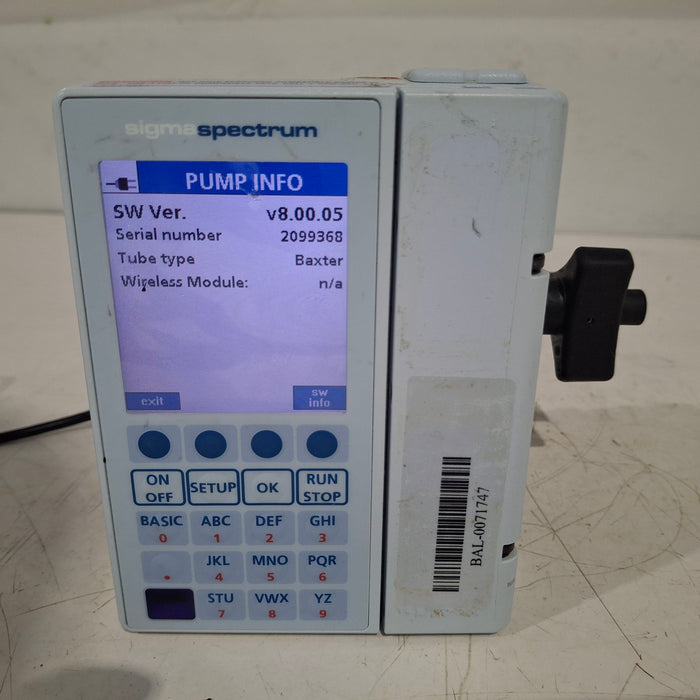 Baxter Baxter Sigma Spectrum 8.00.05 w/o Battery Infusion Pump Infusion Pump reLink Medical