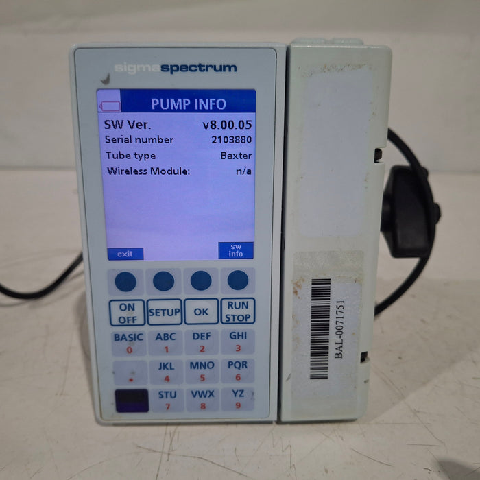 Baxter Baxter Sigma Spectrum 8.00.05 w/o Battery Infusion Pump Infusion Pump reLink Medical