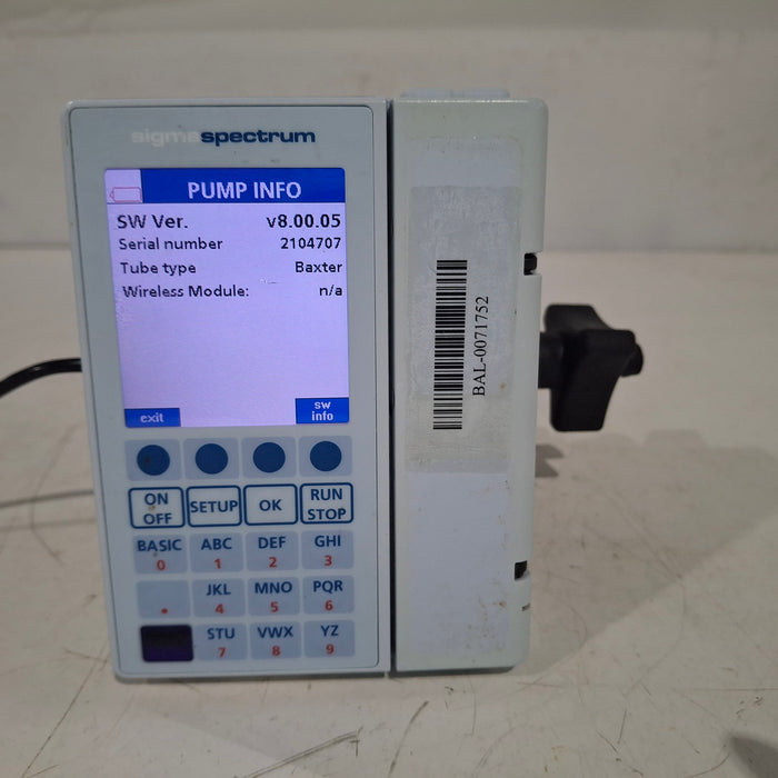 Baxter Sigma Spectrum 8.00.05 w/o Battery Infusion Pump