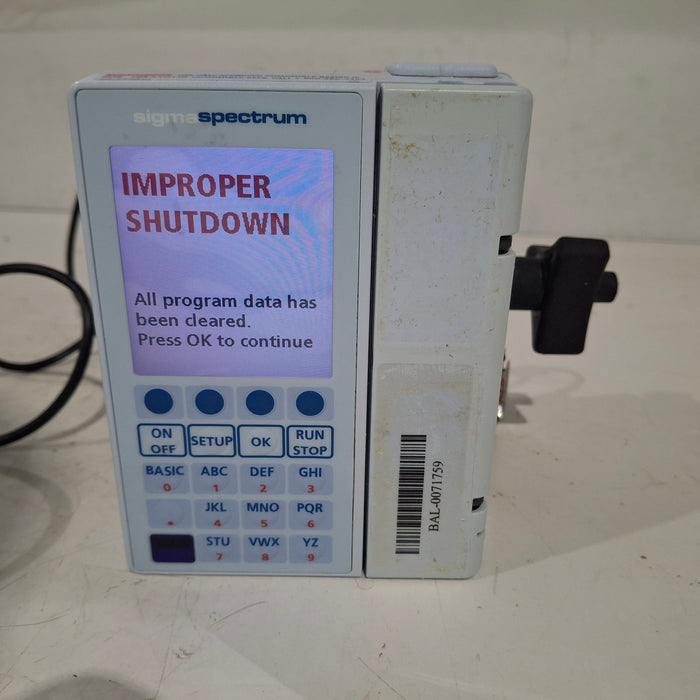Baxter Sigma Spectrum 8.01.00 w/o Battery Infusion Pump