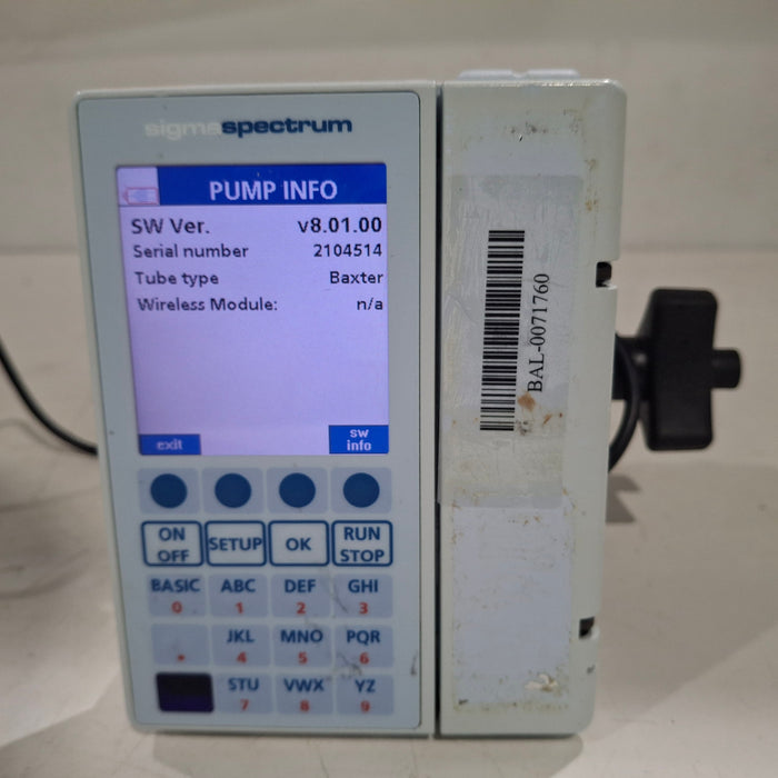 Baxter Baxter Sigma Spectrum 8.01.00 w/o Battery Infusion Pump Infusion Pump reLink Medical
