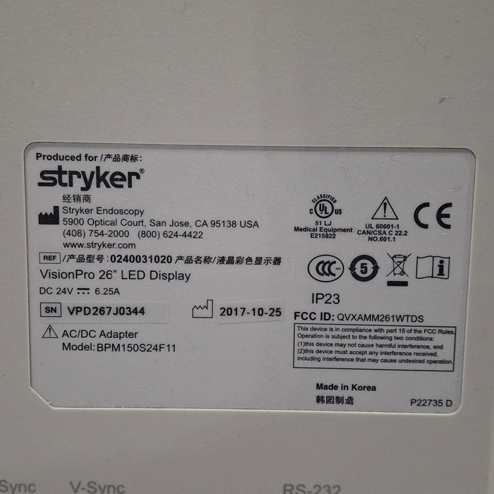 Stryker Stryker VisionPro 26" LED Display Monitor Rigid Endoscopy reLink Medical