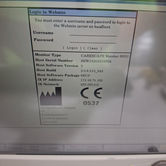 GE Healthcare Carescape B650 Emergency Care Patient Monitor