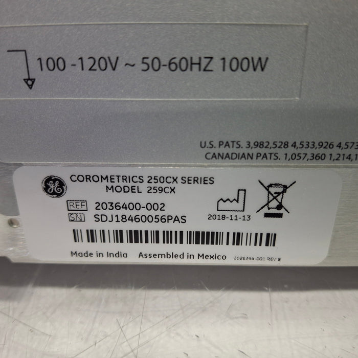 GE Healthcare Corometrics 250cx Series Model 259cx Fetal Monitor