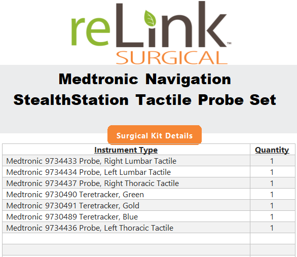 Medtronic Medtronic 9734447 StealthStation Tactical Probe Set Surgical Sets reLink Medical