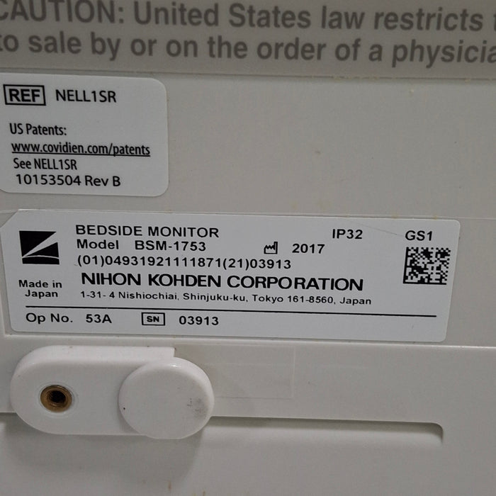 Nihon Kohden BSM-1753 Life Scope PT Transport Patient Monitor