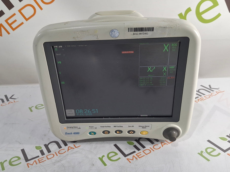 GE Healthcare GE Healthcare Dash 4000 - GE/Nellcor SpO2 Patient Monitor Patient Monitors reLink Medical