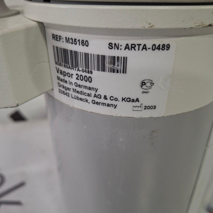Draeger Medical Draeger Medical Vapor 2000 Isoflurane Vaporizer Anesthesia reLink Medical