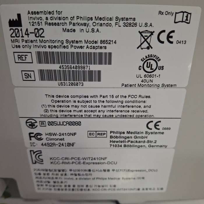 Philips Invivo Expression MRI Compatible Patient Monitor