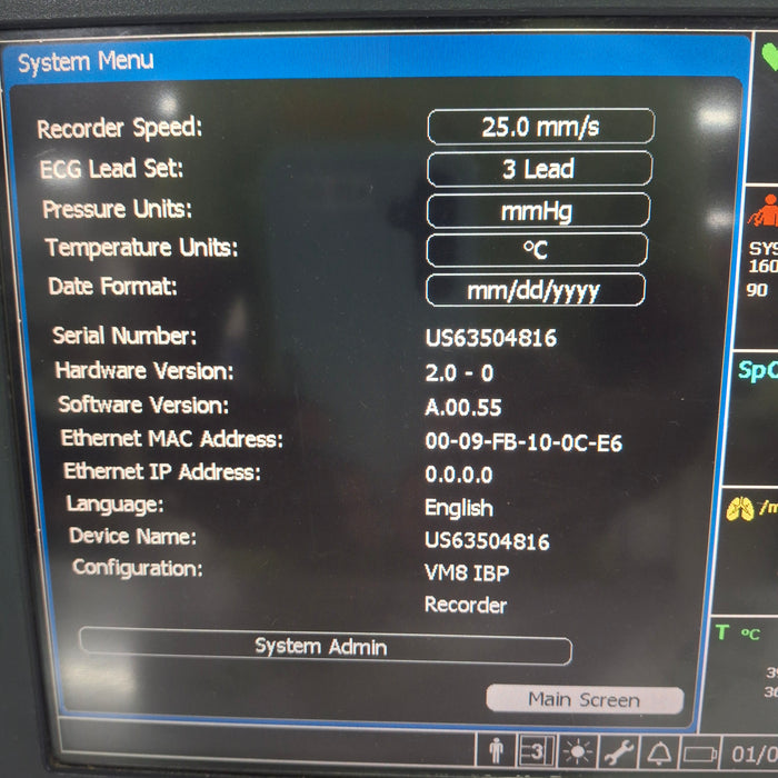 Philips SureSigns VM8 Bedside Patient Monitor