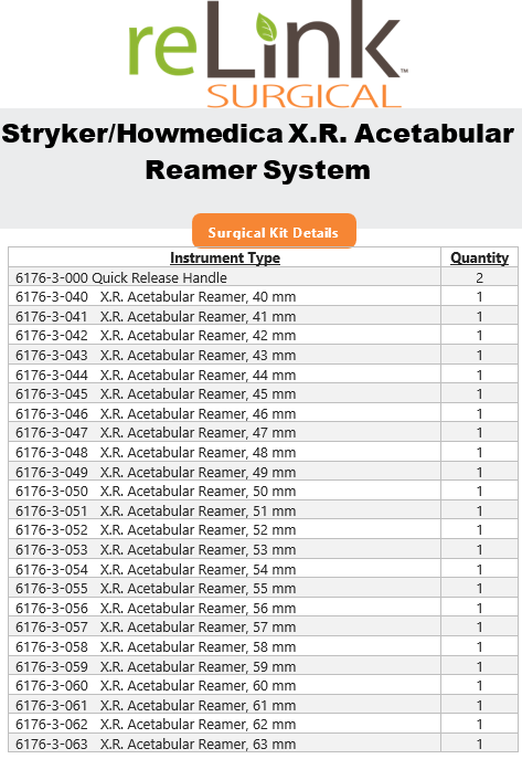 Howmedica Osteonics Corp. X.R. Acetabular Reamer System